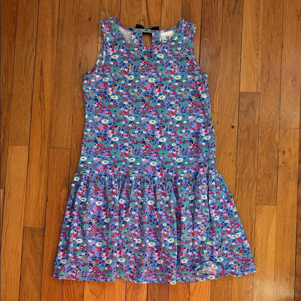 Florence Eiseman Floral Dress Girls 14 Sleeveless Drop Waist Bow Ditsy Jersey